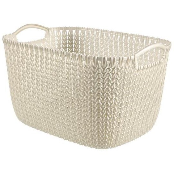 CURVER Panier de rangement rectangulaire 19 L - Aspect tricot - Blanc cassé