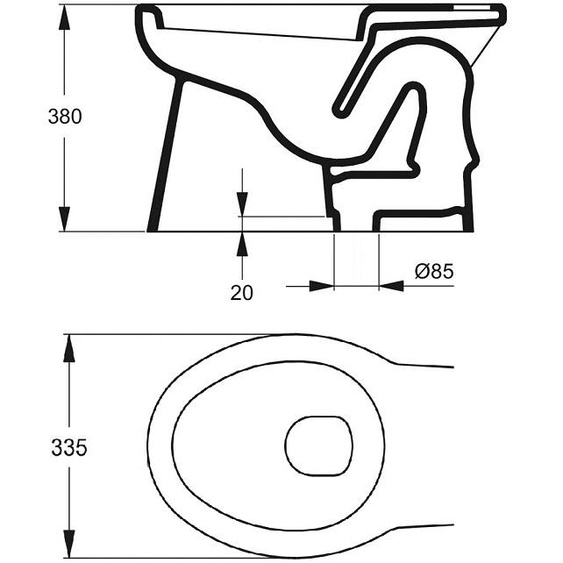 Cuvette WC seule ASPIRAMBO sans abattant sortie orientable D8cm - PORCHER - P233001