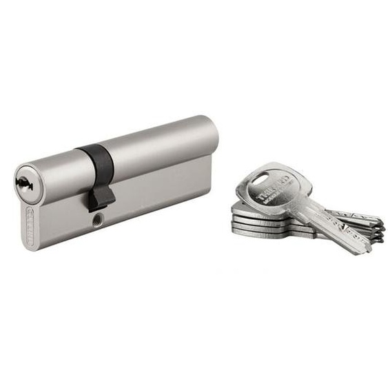 Cylindre de serrure double entrée Trafic 6, 30x65mm, nickel, anti-arrachement, anti-perçage, 5 clés
