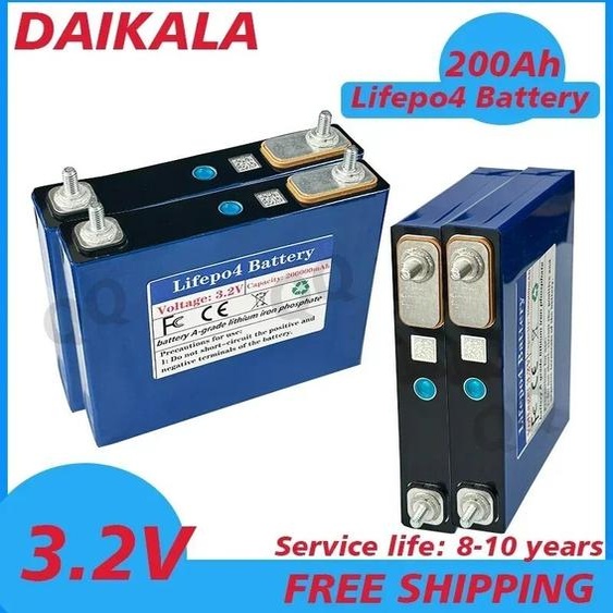 DAIKALA Batterie rechargeable au lithium fer phosphate LifePO4, système solaire hors réseau 200Ah 3.2V adapté aux navires, voiturettes de golf moteur UPS