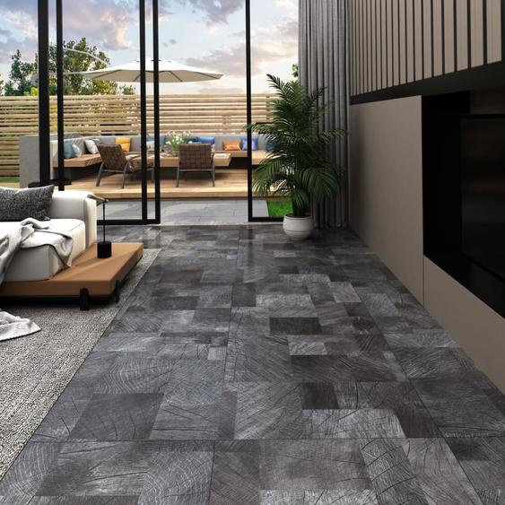 Dalle de plancher autoadhésif PVC 5,11 m² gris structure bois