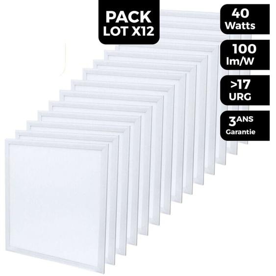 Dalle led 40W lot de 12 pcs Europalamp Blanc Neutre 600x600 - Haute Luminosité - 4000K