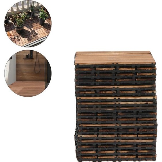 Dalles de sol en bois, pin camphrier durable, installation facile, chocolat