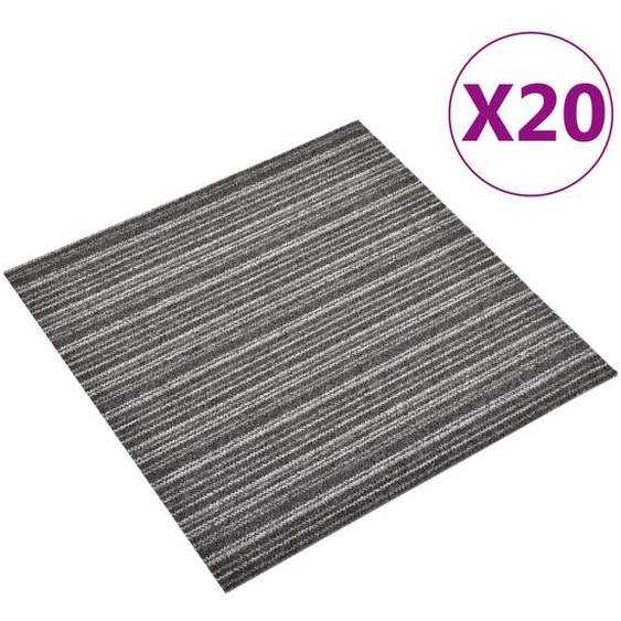 Dalles de tapis de sol 20 pcs 5 m² 50x50 cm Anthracite rayé