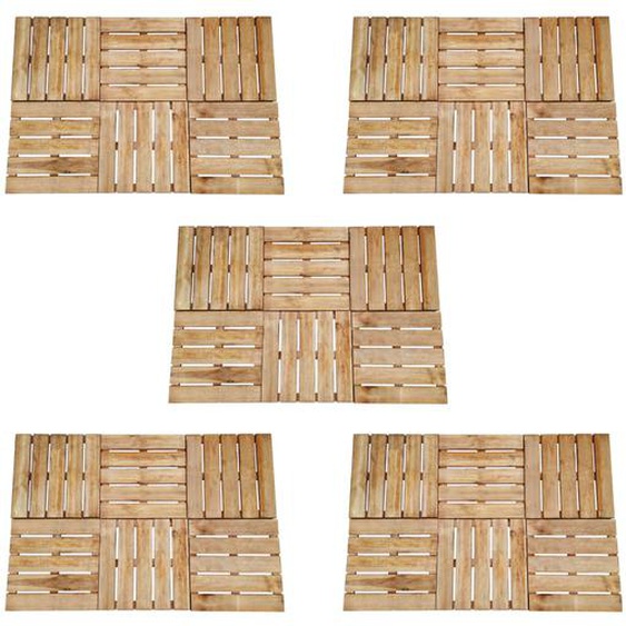 Dalles de terrasse 30 pcs 50x50 cm Bois Marron