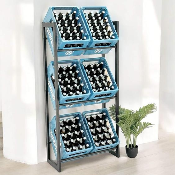 DanDiBo Étagère pour caisses de bière 6 caisses Noir Métal Debout 96563 Support pour caisses de boissons 71 cm Support pour caisses de boissons Étagère pour caisses de bouteilles