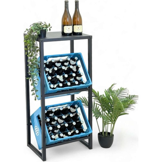 DanDiBo Étagère pour caisses de boissons 2 caisses avec tablette Étroite Métal Debout 96541 Support pour caisses de boissons 100 cm Support pour caisses de boissons Étagère pour caisses de bouteilles