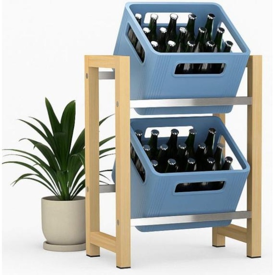 DanDiBo Étagère pour caisses de boissons 2 caisses bois bambou acier inoxydable 96657 Étagère pour caisses de boissons Étagère pour caisses de boissons Étagère pour caisses de bière