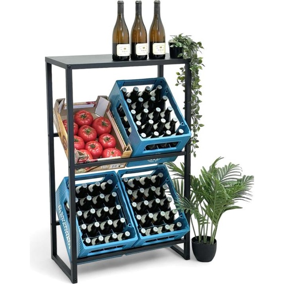 DanDiBo Étagère pour caisses de boissons 4 caisses avec support Étroite Métal Debout 96547 Support pour caisses de boissons Support pour caisses de boissons Étagère pour caisses de bouteilles