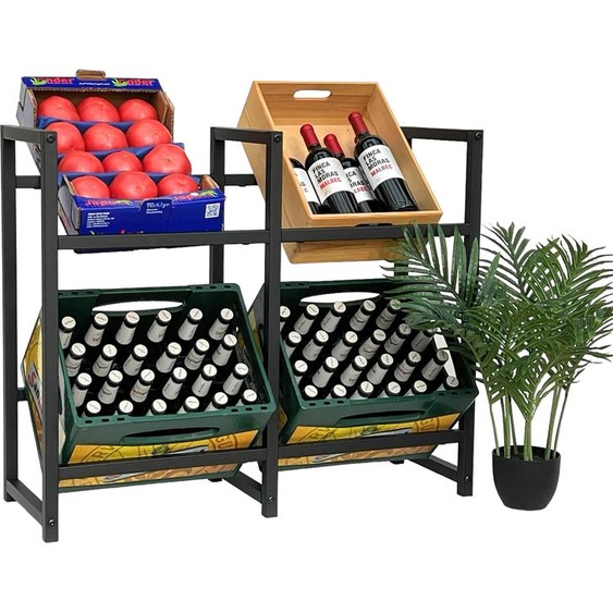 DanDiBo Étagère pour caisses de boissons 4 caisses Noir Métal Debout 96476 Support pour caisses de boissons 91 cm Support pour caisses de boissons Étagère pour caisses de bouteilles