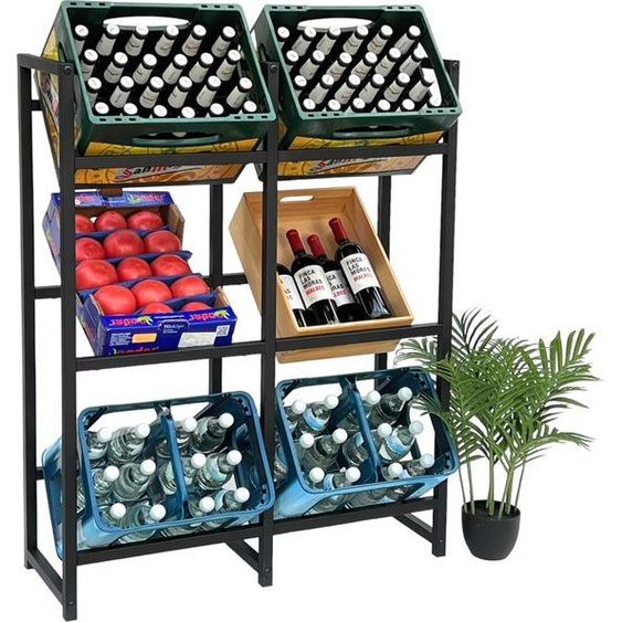 DanDiBo Étagère pour caisses de boissons 6 caisses Noir Métal Debout 96477 Support pour caisses de boissons 91 cm Support pour caisses de boissons Étagère pour caisses de bouteilles