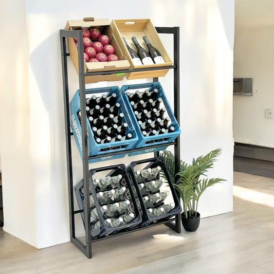 DanDiBo Étagère pour caisses de boissons 6 caisses Noir Métal Debout 96563 Support pour caisses de boissons 71 cm Support pour caisses de fruits Étagère pour caisses de bouteilles