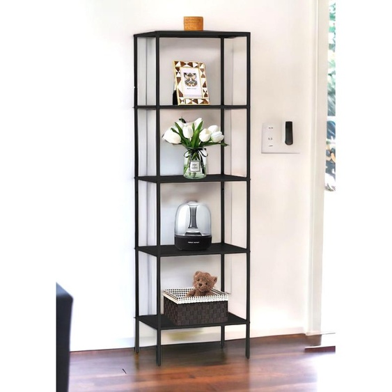 DanDiBo Étagère sur pied Noir Étroit Métal avec 5 niveaux 170x50x35 cm Étagère Salle de bains Cuisine Debout 96472 Étagère Métal Étagère de rangement Moderne