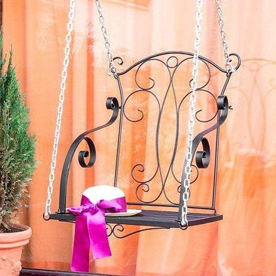 DanDiBo Fauteuil suspendu Noir Métal Balançoire relax avec chaînes Banc suspendu Balançoire de jardin Balançoire hollywoodienne