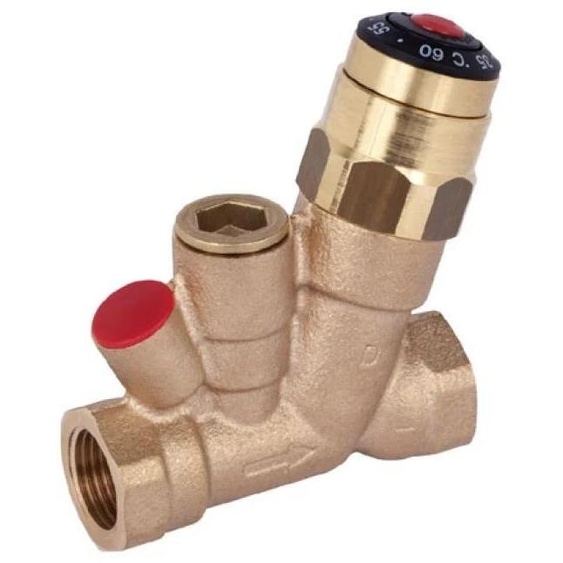 Danfoss : Vanne de circulation thermostatique, DN20, raccordement Rp 3/4, plage de température 35–60°C, pour eau chaude sanitaire, pression nominale PN10, 1 pièce.
