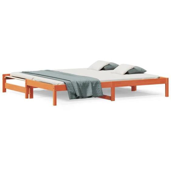 Lit de jour - ZERONE - DA007 - Bois de pin massif - Cire marron - 90x190 cm