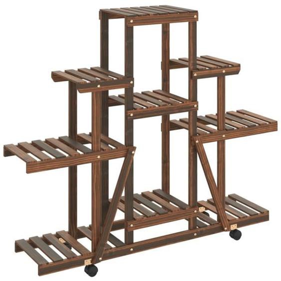 Dbaiyi-Ddis Support à fleurs avec roues 110x25x101 cm bois massif de sapin AB362851 DA007