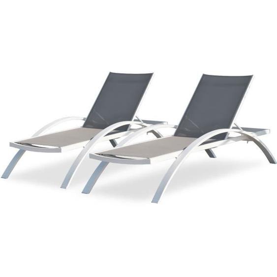 DCB GARDEN Chaise longue en aluminium et textilène Barcelona - Taupe
