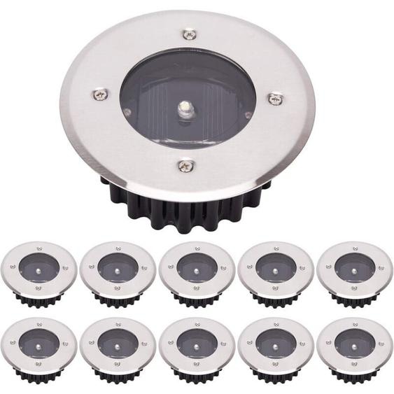 Led Lampe solaire au sol 10 Pack, lumière extérieure, Réverbère Lumières, Ensevelies Lumière, étanche IP65 (Blanc Froid, Rond) [Classe énergétique
