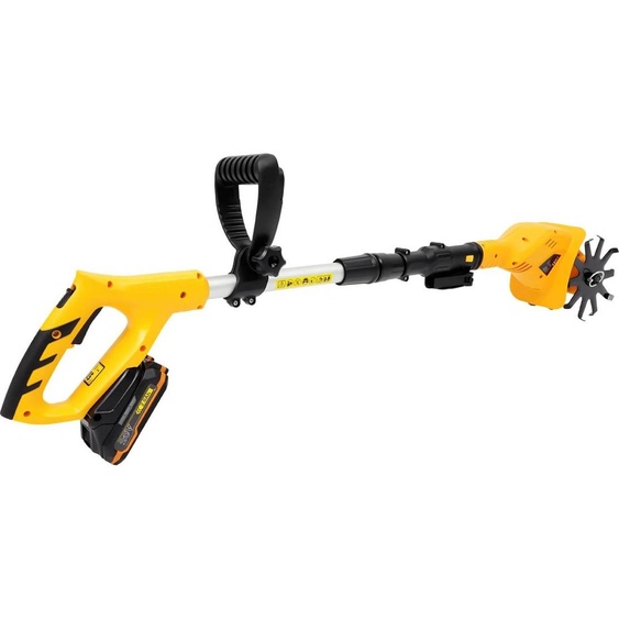 Déchaumeuse sans fil - Cultivateur manuel - Batterie 20 V 2,0 Ah Li-Ion - Profondeur de travail 25 cm - Diamètre de la fraise 15 cm - Longueur 97–117 cm - Noir