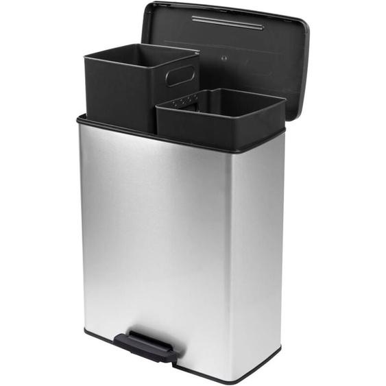 Curver - Deco bin slim 254619 Poubelle 52 l (l x h x p) 486 x 615 x 284 mm argent, noir 1 pc(s)
