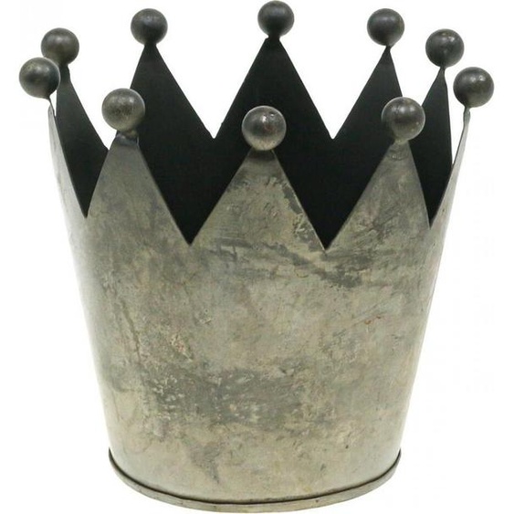 Déco Couronne Gris Antique Métal Décoration de table Ø12,5cm H12cm Vintage