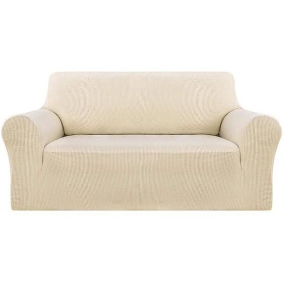 Deconovo 1 Pièce Housse de Canapé 2 Places avec Accoudoirs Beige Extensible Jacquard Revêtement de Canapécanape Housse Protecteur