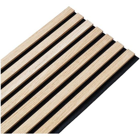 Decoon - Panneau tasseaux bois 250 x 30 x 1cm - Lamelles chêne clair véritable fond noir - 0,75m²