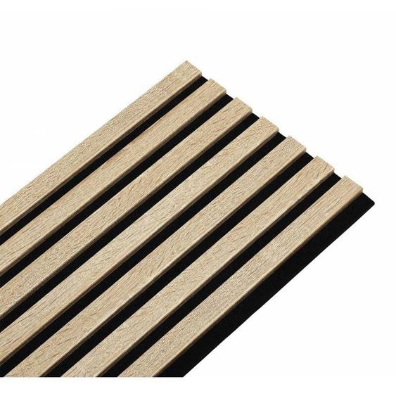Decoon - Panneau tasseaux bois 250 x 30 x 1,9 cm - décor chêne clair fond noir - 0,75m²