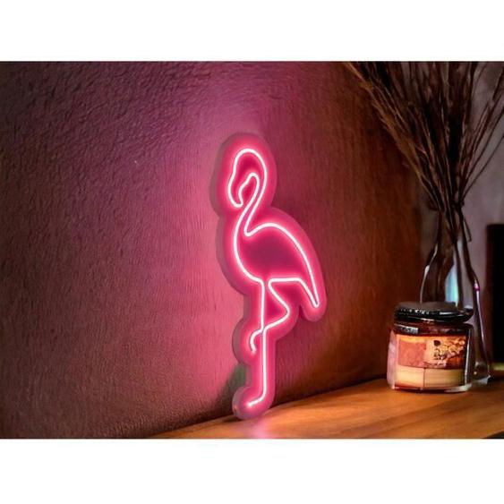 Décor mural néon LED Flamant Rose, Lumière néon Flamant Rose, Décoration de chambre rose