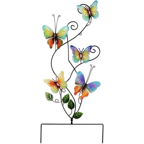 Décoration de jardin, fiche de jardin, papillon, métal, fait main, insecte, papillon, décoration pour jardin, extérieur, jardin, terrasse et balcon, décoration, 73 x 37 cm (couleur arc-en-ciel)