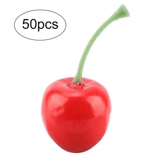 Décoration de maison - DUOKON - Ensemble de 50 cerises artificielles en mousse - Blanc