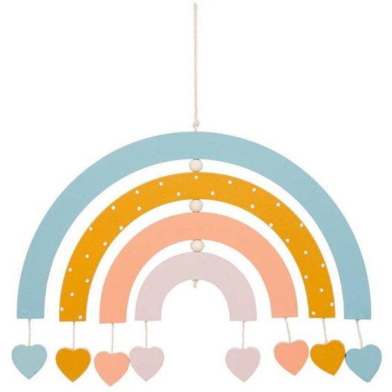 Décoration Murale Arc-en-ciel Bois Et Coton - Malak Multicolore