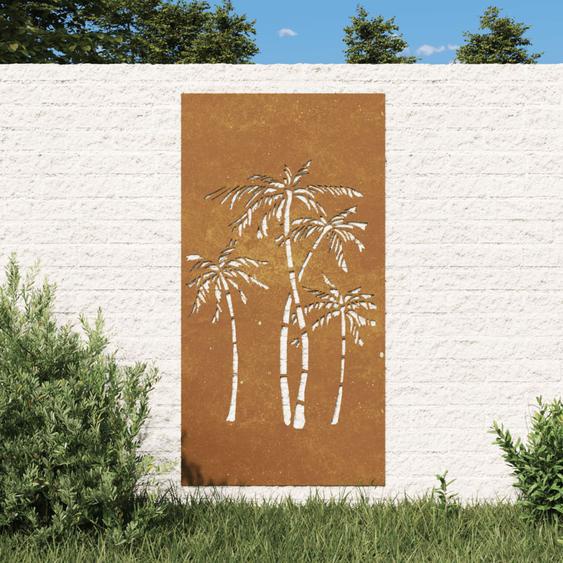 Décoration murale jardin 105x55 cm acier corten design palmier