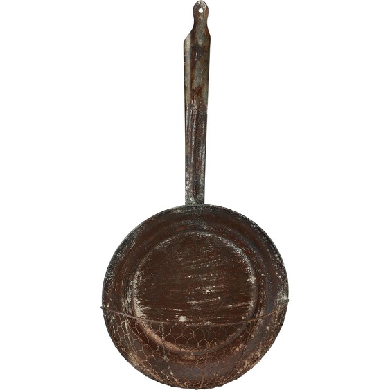 Décoration murale Panier décoratif en métal aspect rouille Poêle vintage brun pour fleurs et plantes H58cm Ø29cm