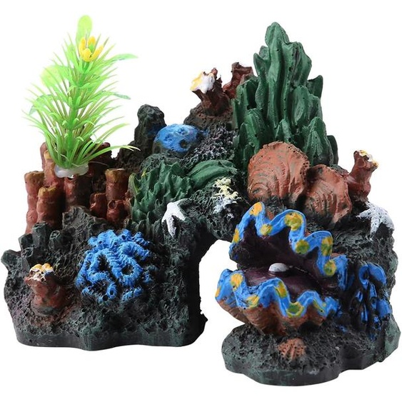Décoration pour aquarium : grotte artificielle colorée en forme de corail, sûre pour les poissons combattants (Betta)