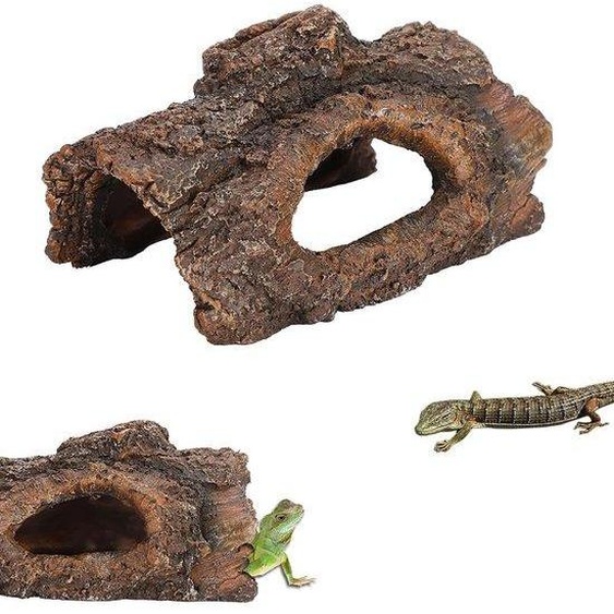Décoration pour terrarium avec cheminée en bois - Paysage caché pour reptiles - Décoration pour scorpion gecko