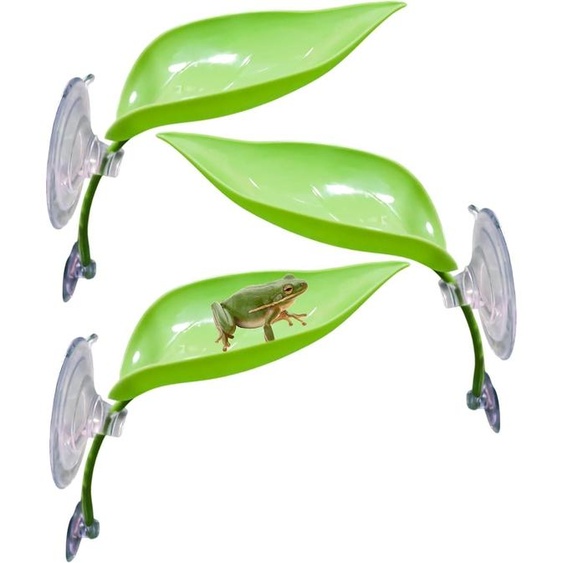 Décorations de feuilles en plastique pour terrariums - Set de 3 - Habitat pour grenouilles - Décorations pour reptiles - Accessoires pour terrariums - Décoration de terrariums pour grenouilles - Grenouille arboricole - Grenouille naine dAfrique -