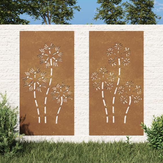 Décorations murales de jardin 2pcs 105x55 cm design de fleur