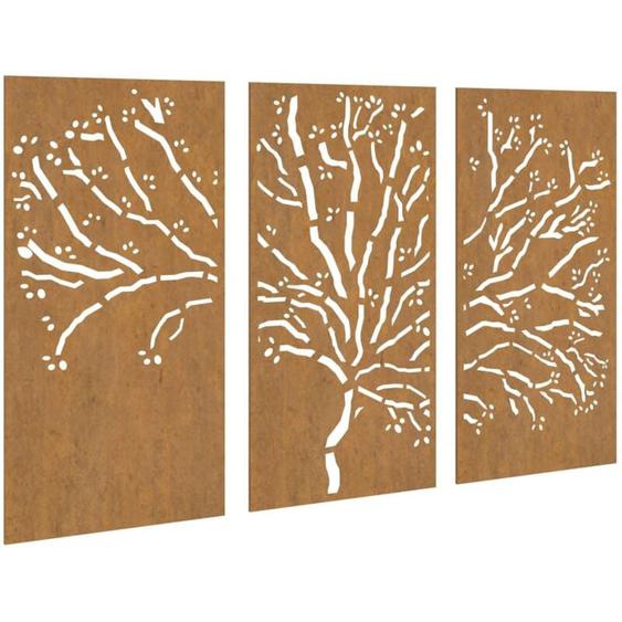 Vidaxl - Décorations murales jardin 3 pcs 105x55 cm design darbre acier