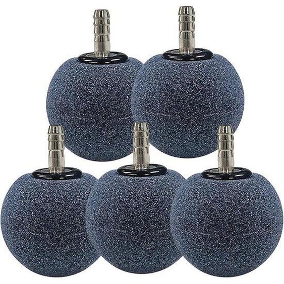 Décorations pour aquarium - Lot de 5 pierres à bulles silencieuses noires de 50 mm, diffuseur doxygène à microbulles pour aquariums