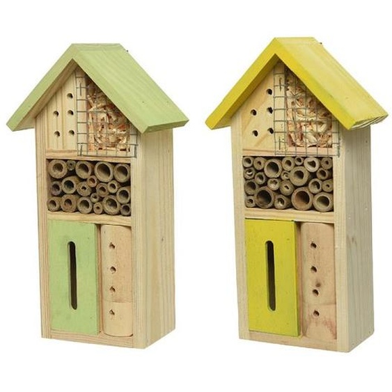 Hôtel pour insectes Jaune Bois Ruche Hôtel pour insectes utiles Jardin Nichoir Protection de la nature H26 cm
