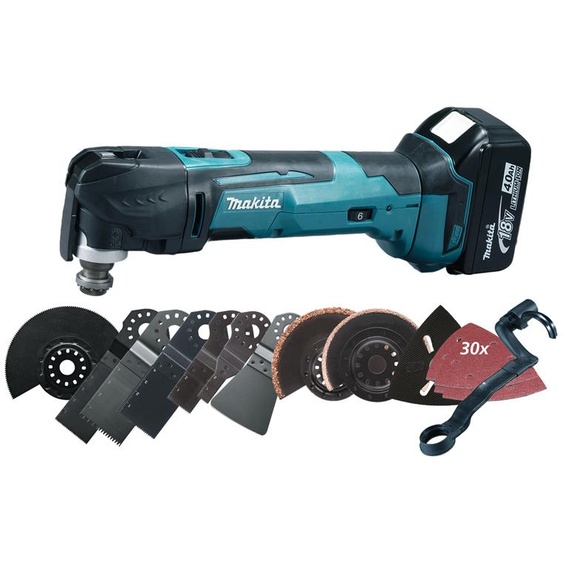 Découpeur-ponceur multifonctions 18 V + 2 batteries 4 Ah + chargeur rapide + coffret MAKPAC MAKITA DTM51RMJX3