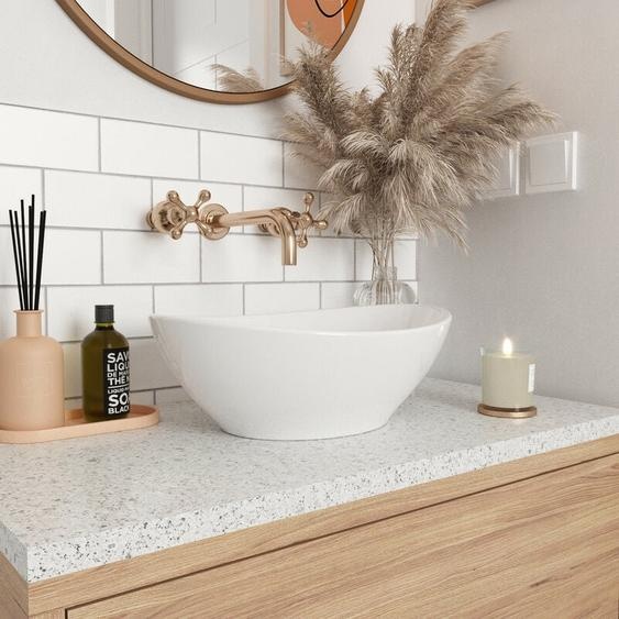 Deervalley - Vasque à poser ovale en céramique blanche 40 x 33 x 14,5 cm – Pour salle de bain –