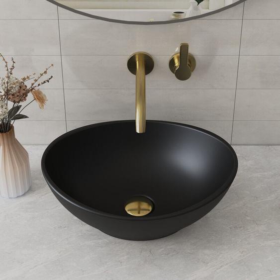 Vasque à poser ovale céramique noire salle de bain - 40 x 33 cm - DV-1V0011 Deervalley