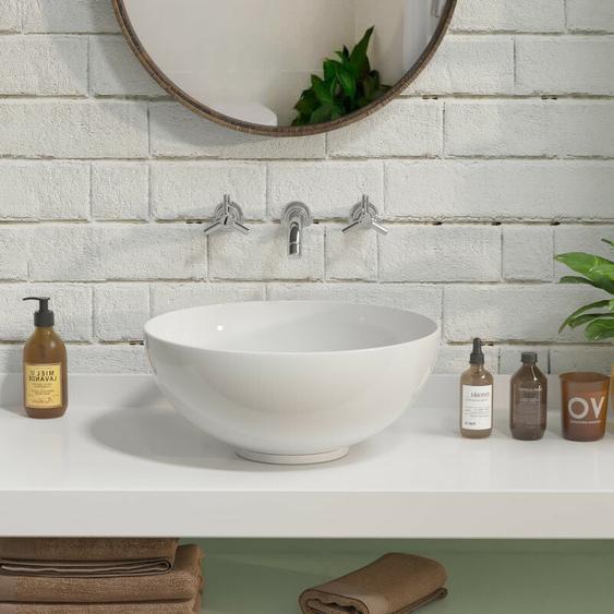 Vasque à Poser Salle de Bain Deervalley Vasque a Poser en Céramique Circulaire Blanc - 32.5x32.5x14cm, DV-1V061
