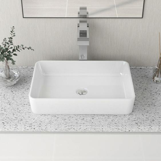 Vasque à Poser Salle de Bain Deervalley Vasque a Poser Rectangulaire en Céramique Blanc, 50.5 x 34 x 11cm, Modèle DV-1V032
