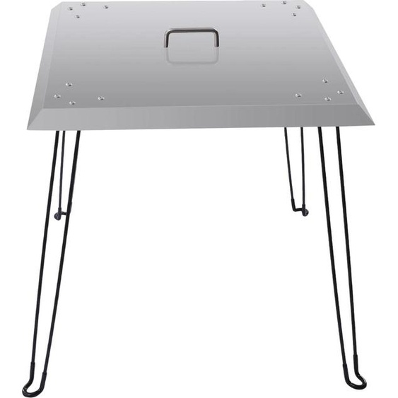 Déflecteur de chaleur pour foyer - Couverture de brûleur carrée - Acier inoxydable - 61×61×61 cm - Poignée de transport - Dirige la chaleur vers le bas & lextérieur - Vert armée