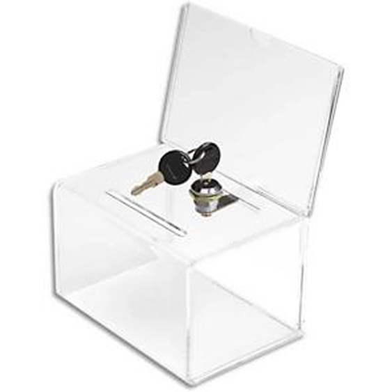 DEFLECTO Urne avec porte-visuel et serrure, insert 8,5x0,6 cm - L14,9 x H22,2 x P10,8 cm transparent