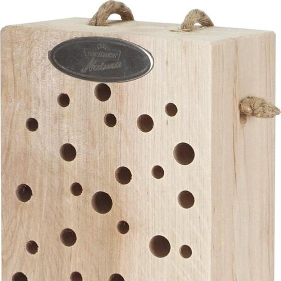 Dehner Natura Premium Hôtel pour insectes Romina, maison pour insectes / nichoir pour abeilles/papillons/coccinelles, env. 10 x 29 x 6 cm, en carton de pin FSC® / métal, naturel